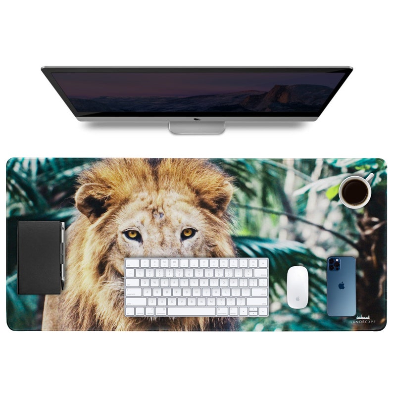 Large Professionnal Mouse Pad with Unique Design High Quality Desk Mat and Desk Pad for Home and Work Wild Animal Lion image 1