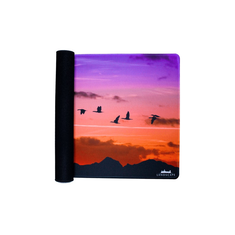 LIMITED DEAL Large Mouse Pad High Quality Desk Mat Unique Design Beautiful Pink Sky with Mountain Flying Birds, Lxndscxpe image 4