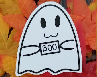 Ghost Vinyl Sticker: Halloween Sticker | Fall Sticker | Seasonal Sticker | Decal | Laptop Sticker | Waterproof Sticker | Halloween | BOO |