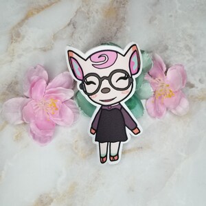 Animal Crossing: Diana mit Brille Stickers | Wasserflasche Sticker| Wasserfester Aufkleber | Laptop Aufkleber| Vinyl Sticker| Kunst| Aufkleber |
