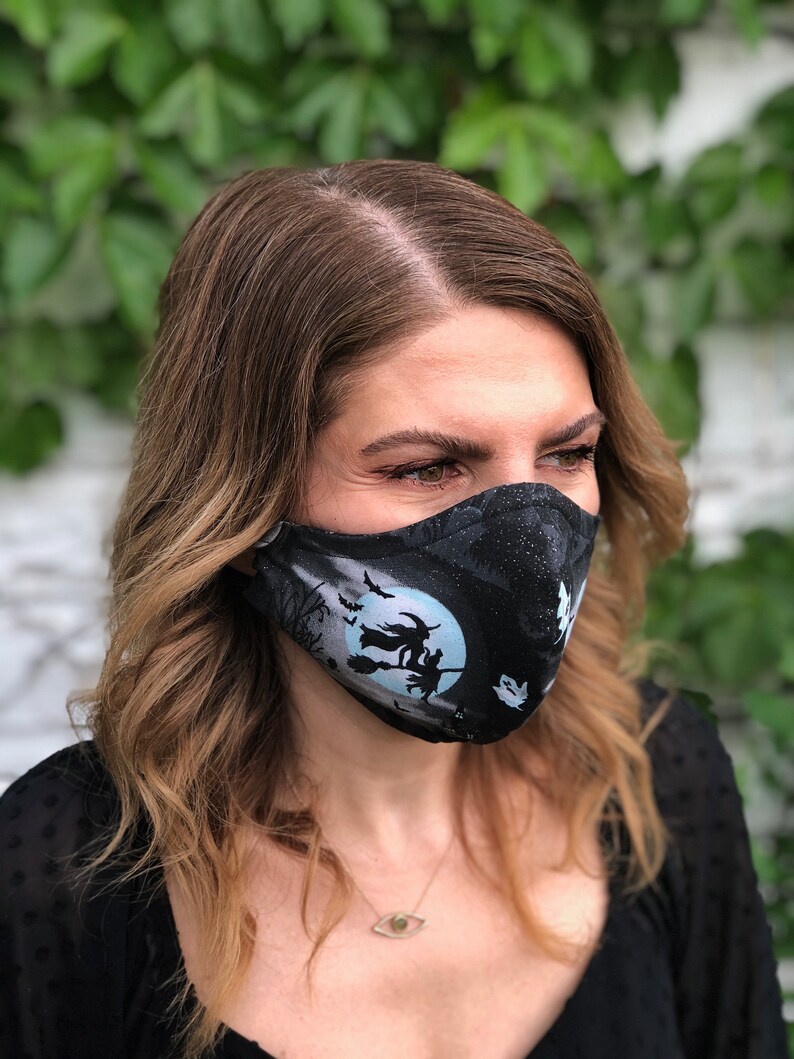 Witch Halloween Three Layer Face Mask With Filter Pocket Etsy
