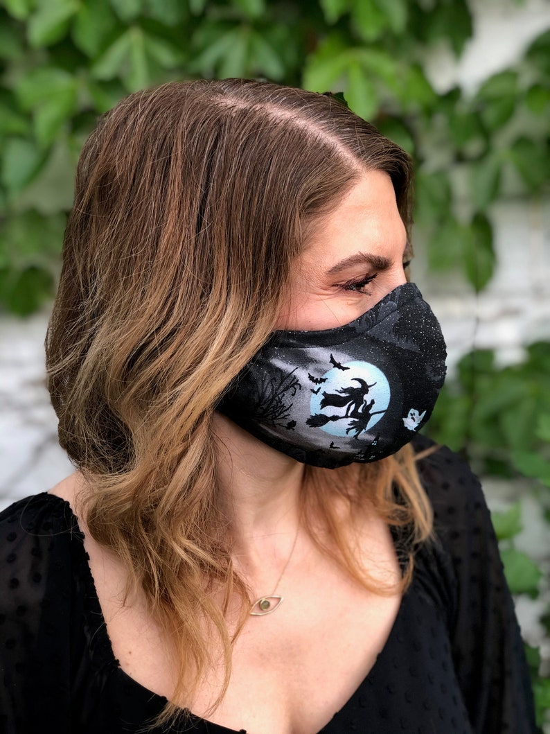 Witch Halloween Three Layer Face Mask With Filter Pocket Etsy