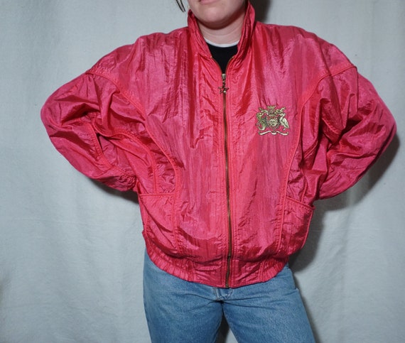 Vintage 90's retro neon pink windbreaker