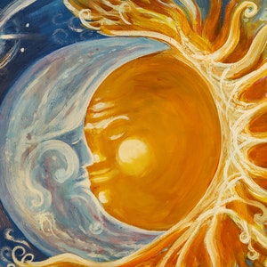 Sunkissed. Moon Sun original acrylic painting.