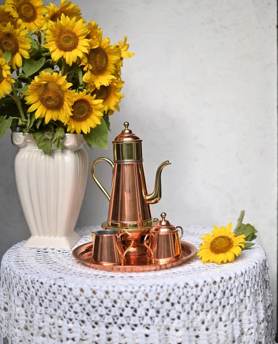 Vintage Copper Tea Set Handmade in Belgium. Etsy