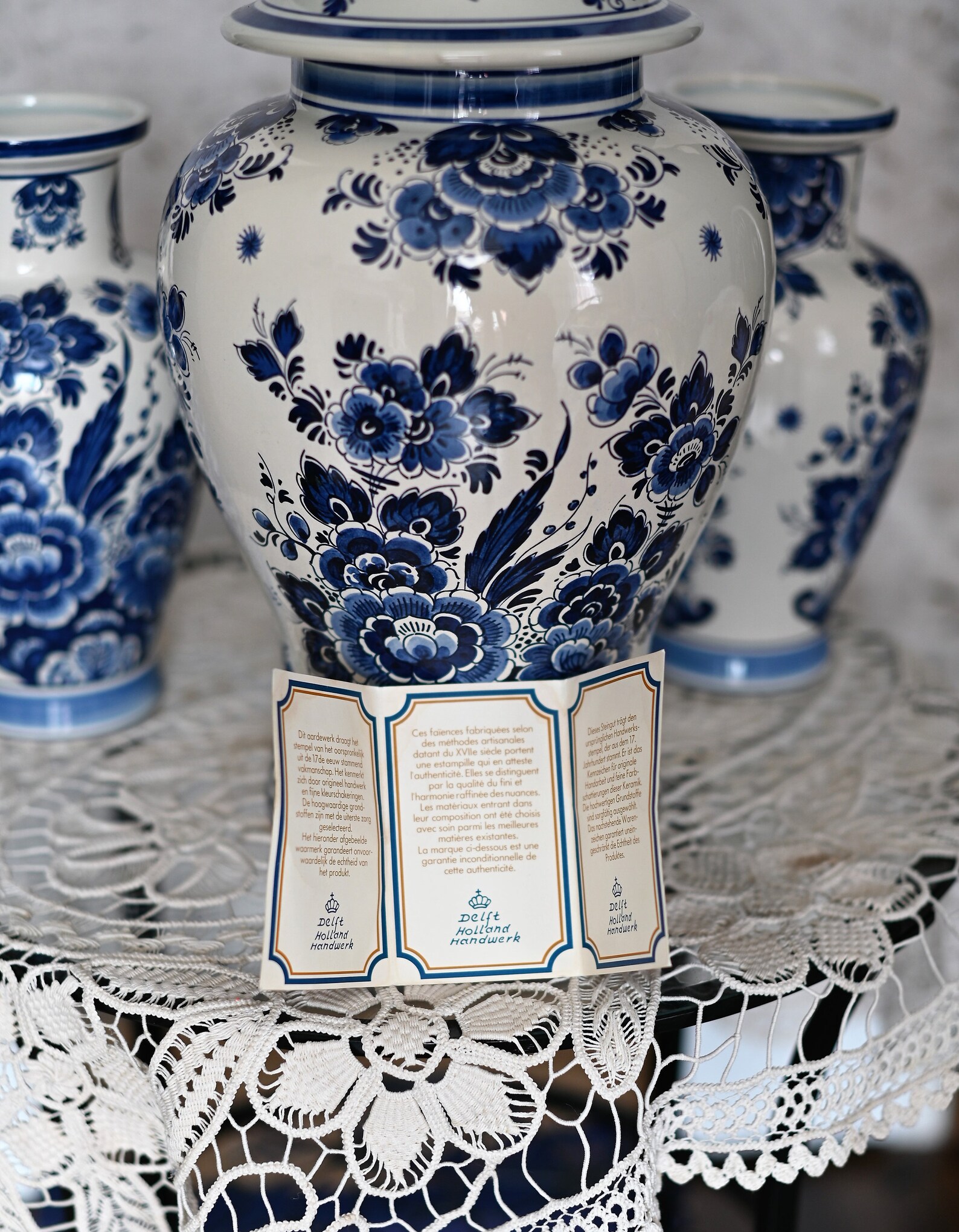 Vintage Delft Blue vases set with certificate .. large ginger Etsy
