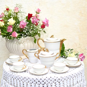 service à café élégant vintage de Limoges, fabriqué en France, pour 5 personnes ou service à thé/café - service à café antique chic.