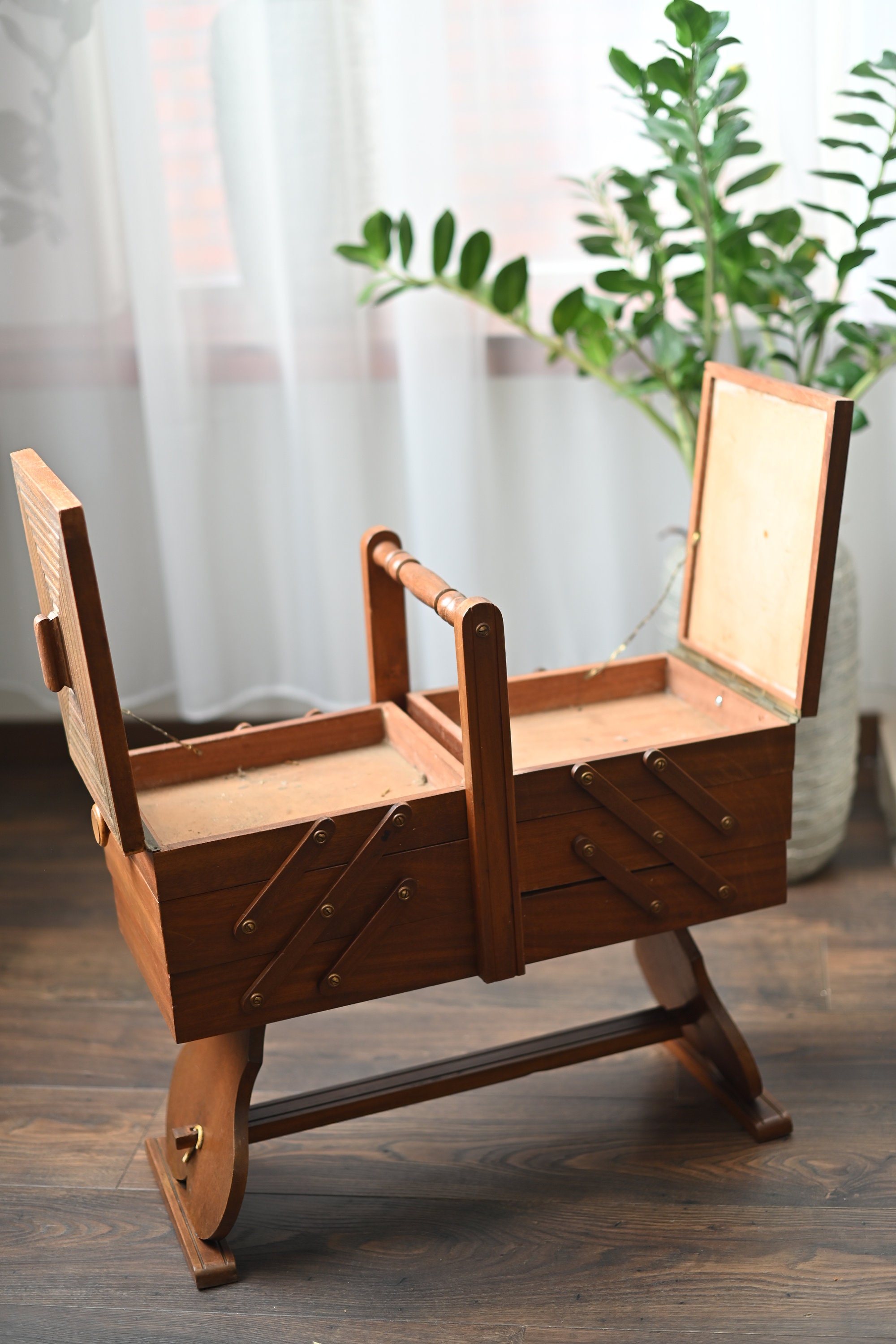 Vintage, Large, Cantilevered Sewing Box, Vintage Sewing