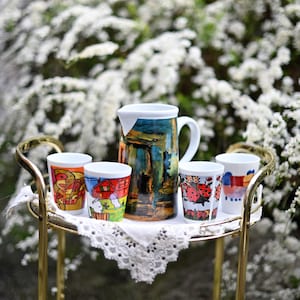 Milk jug with 4 cups. Published for Ateliers van NOVO, Promens care. made in Holland.