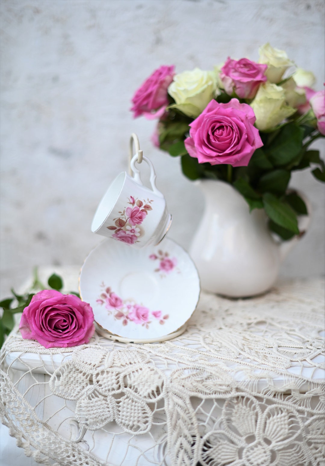 Royal Albert - Old English Rose, Kop en Schotel (heren, dames) - Rosia