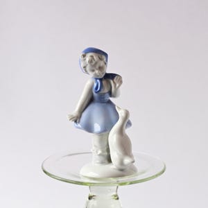 Vintage Gerold Porcelain Figurine Girl Duck #6710B Made in West Germany.