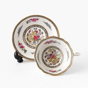 Vintage Paragon Tree of Kashmir tekopp och fatset – engelskt blommigt porslin