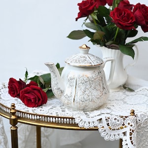 Vintage porcelain Berry Limoges porcelain coffee pot, tea pot, with flowers in gold. Rare