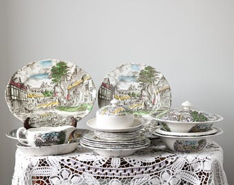 Vintage Enoch Wedgwood Servies | Old English Village | Engels