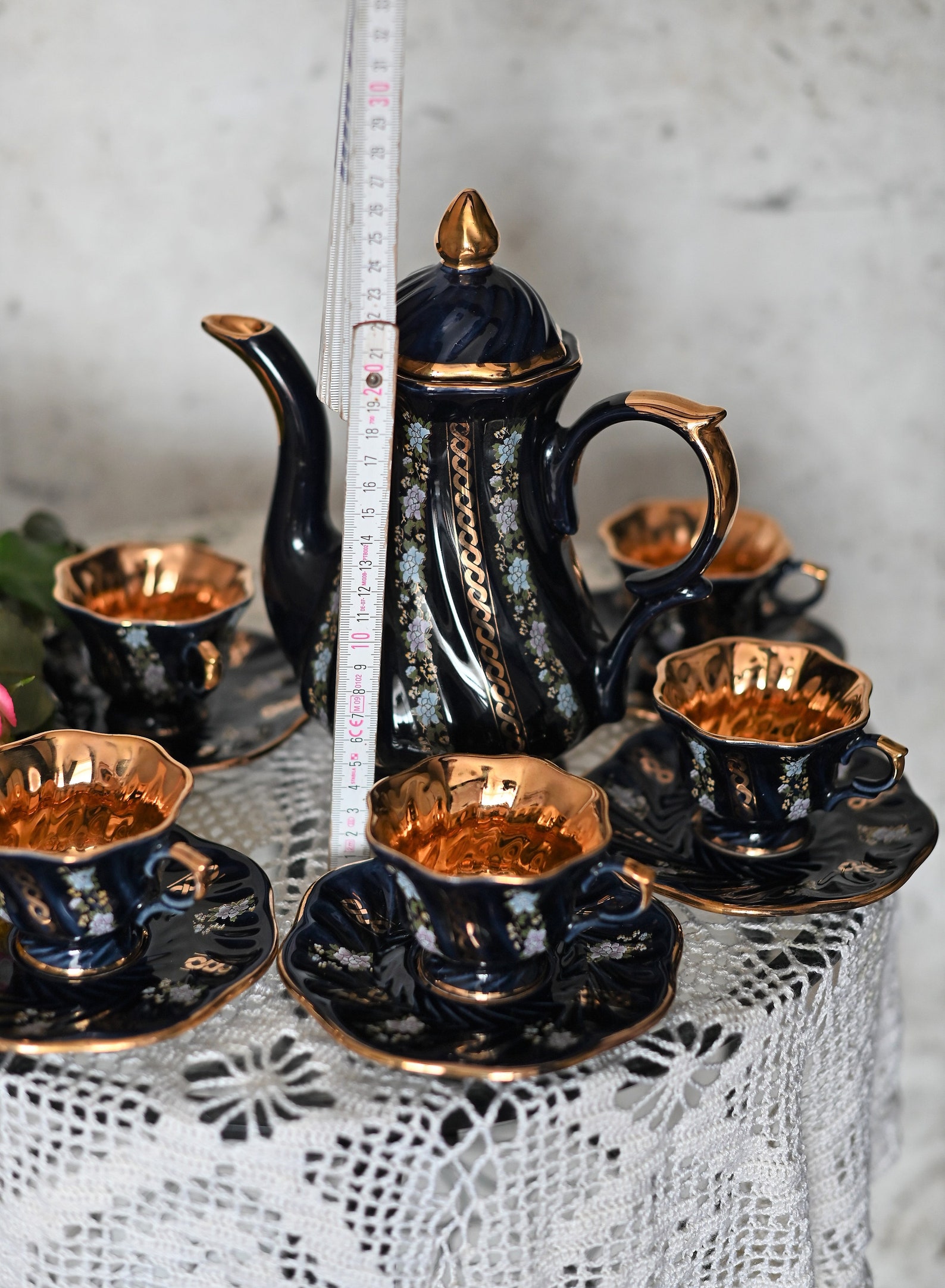 Vintage Black and Gold Coffee Service for 5 People 5 Cups Etsy