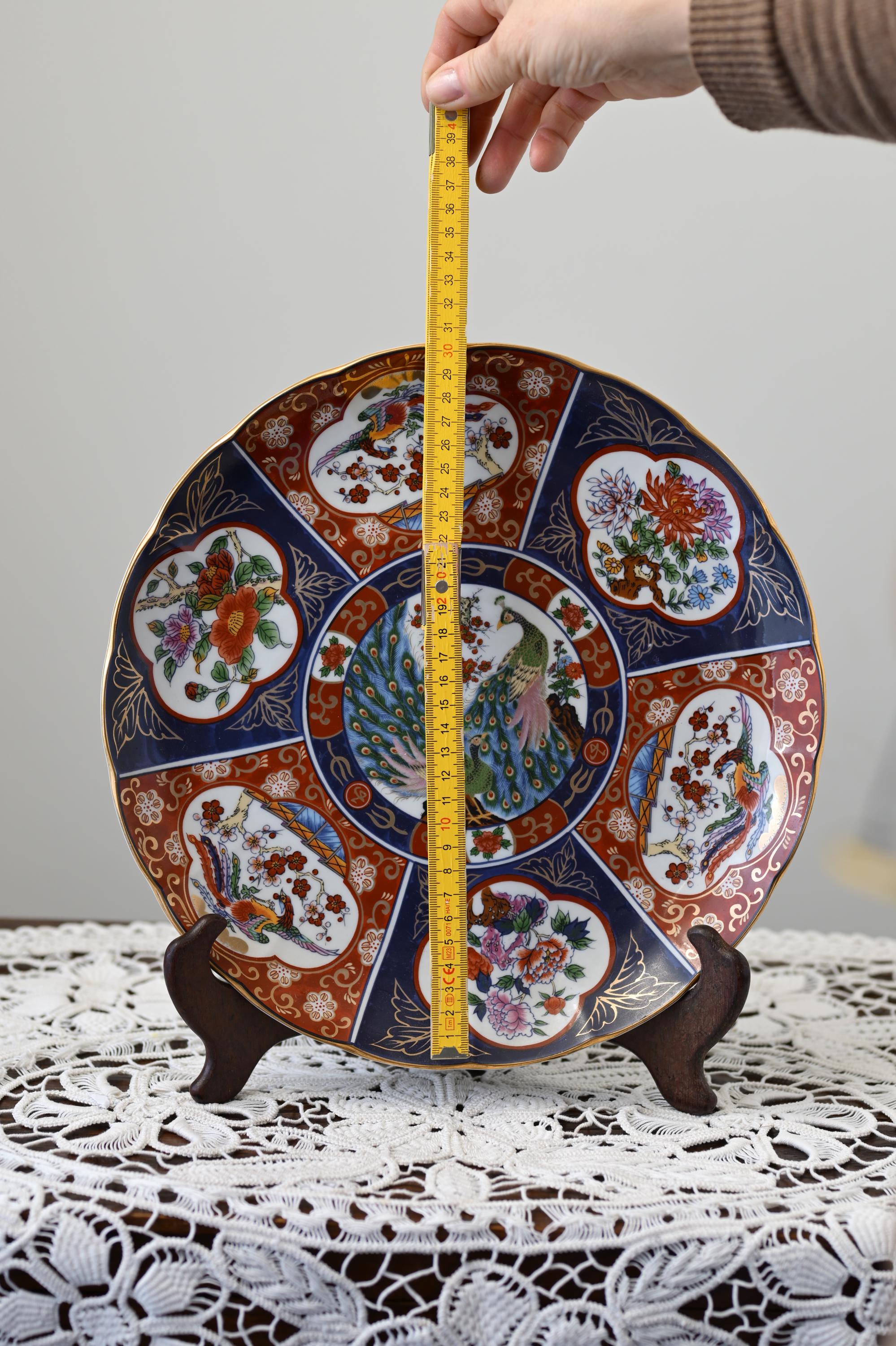 Vintage Japanese Imari Plate – Peacock & Floral Porcelain Wall