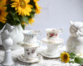Vintage Royal Albert Bone China Tea Cups & Saucers - Set of 4