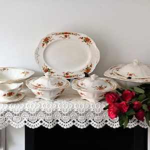 Grand service vintage Art Déco Alfred Meakin avec fleurs design Angleterre.