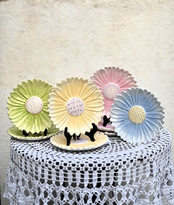 Vintage Madelief Blumen Teller: Pastell Porzellan Kuchenteller