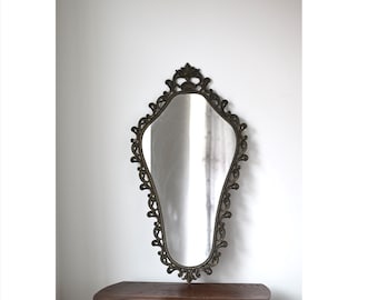 Vintage Baroque Mirror | Ornate Metal Frame | Antique Style Wall Mirror | Decorative Statement Mirror