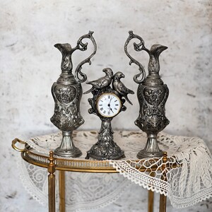 Vintage 3 Piece Garniture Clock Set, Clock Set Working, Ornate, Antique ...