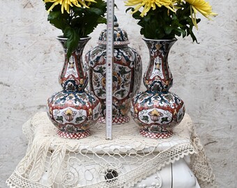 Vintage Tichelaar Makkum Delfts Blue Decoration Ginger Jar Vases