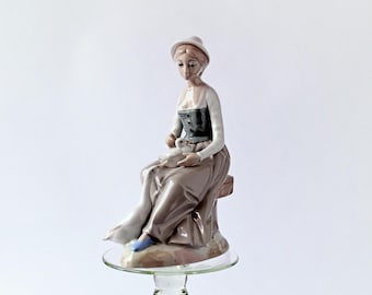 Figura de porcelana vintage de Lladro: Pastora con gansos