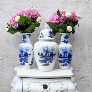 Vintage Set  Keramische vazen  Delfts Blauwe .