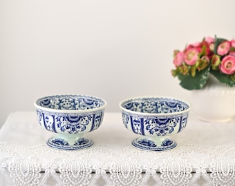 Antique Delft Blue Bowls: Hand-Painted Dutch Pottery Set