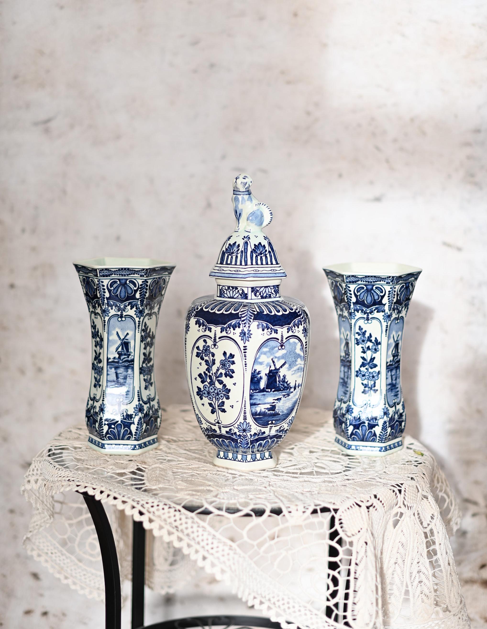 Delft Blue and White Cabinet Set. Made by BOCH for Royal Sphinx