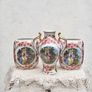 Vintage Royal Schwabap Kast-stel ,set van 3 vazen - aardewerk.