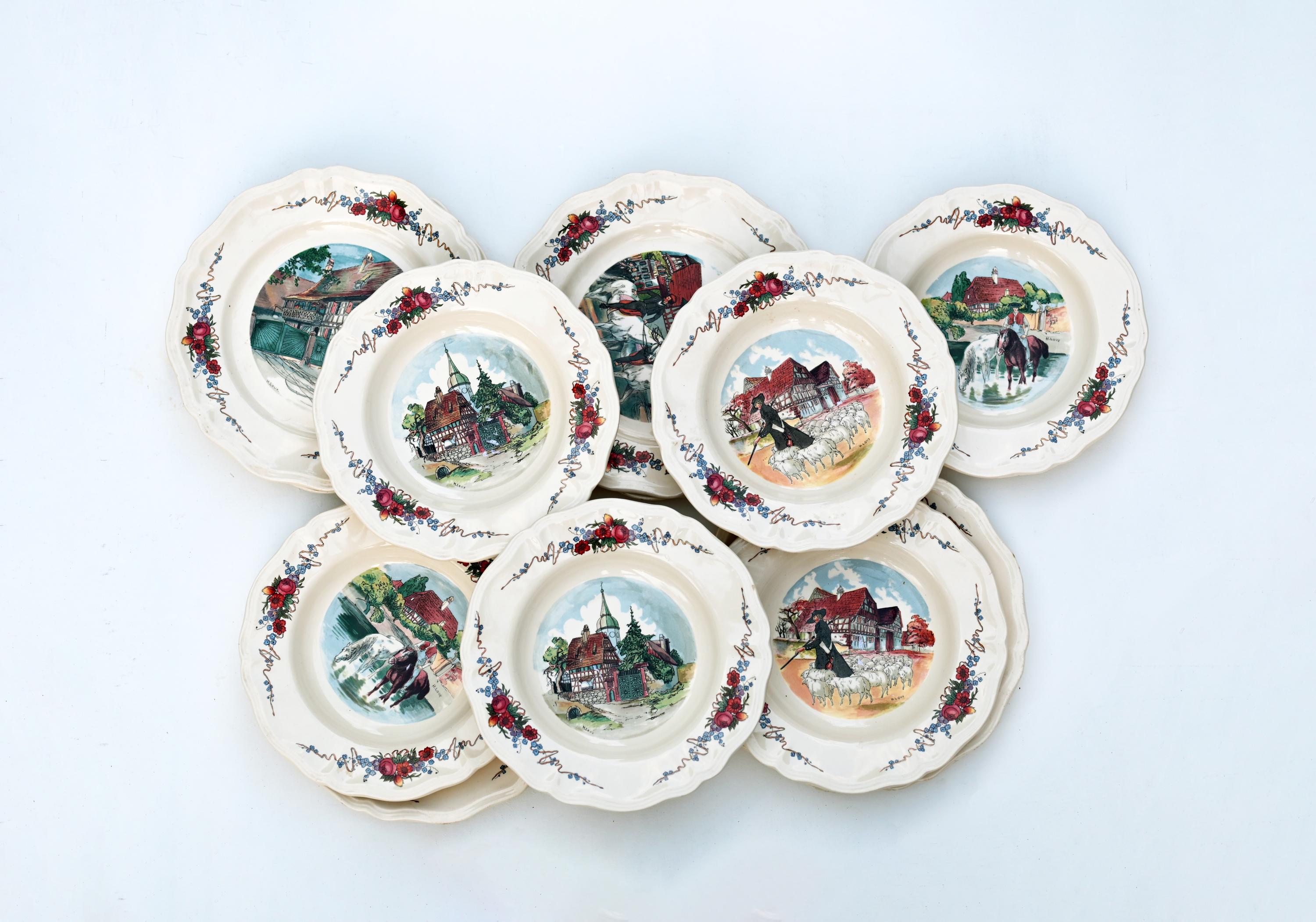 5枚セット】Digoin ＆Sarreguemines ヴィンテージプレート