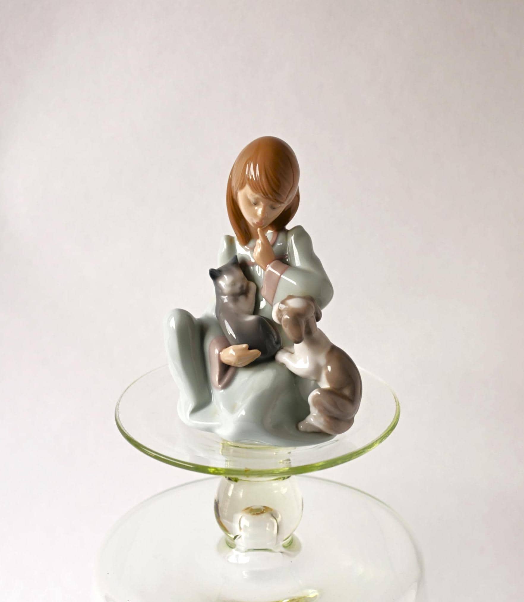 other - リヤドロ LLADRO No.5640 起こしちゃだめよ Cat Nap 陶器 Vintage Lladro Figurine: Girl With Cat and Dog, Cat Nap #5640 - Etsy