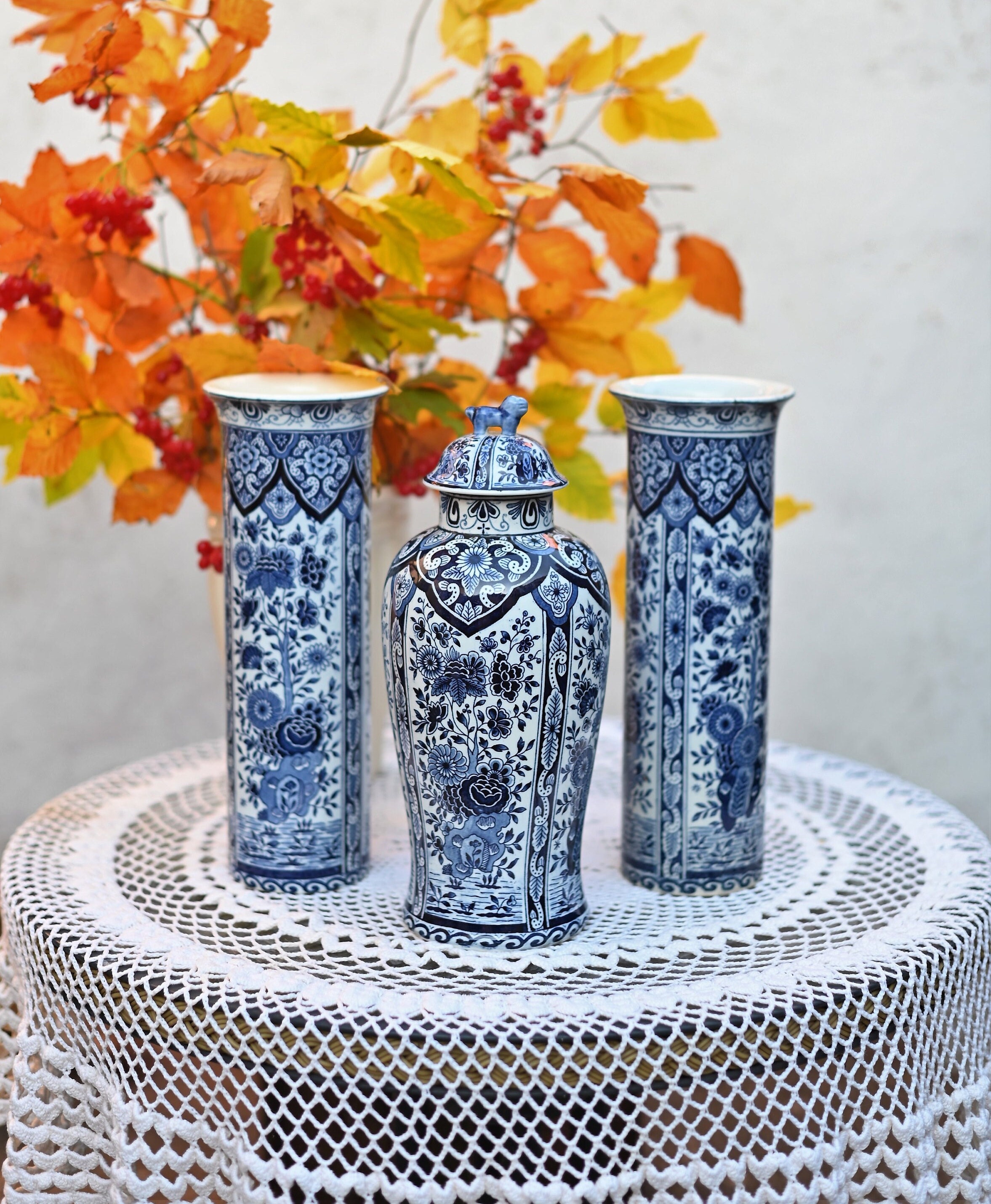 リス　セット　　Regina Delft 花瓶　壺　デルフト アンティーク リス様専用 セット Regina Delft 花瓶 壺 デルフト アンティーク