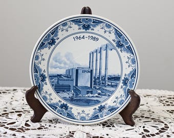 ヴィンテージ ロイヤル デルフト プレート – フンツェ セントラーレ フローニンゲン、1989 周年記念