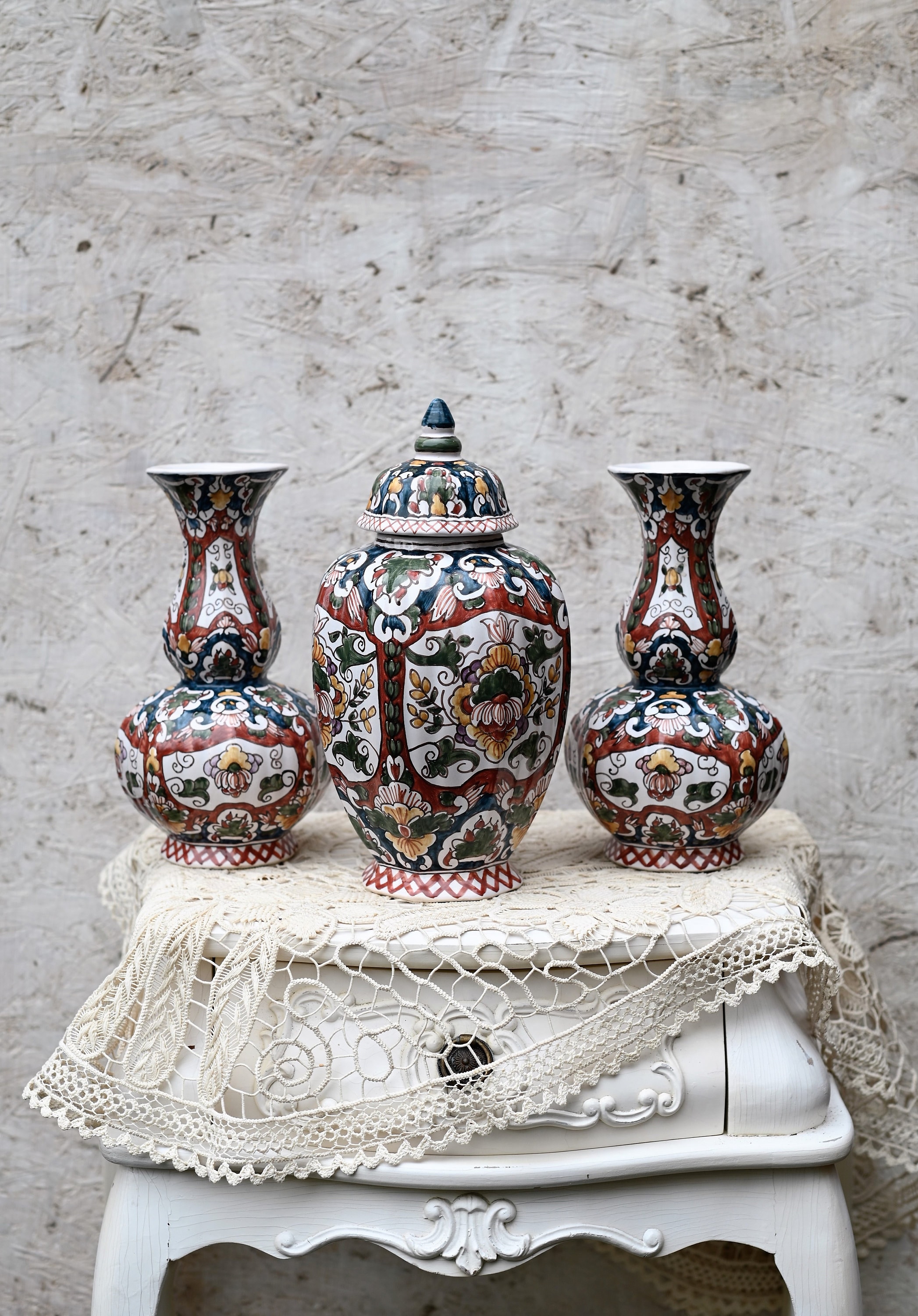  Tichelaar Makkum花器☆SALE Vintage Tichelaar Makkum Delfts Blue Decoration Ginger Jar Vases