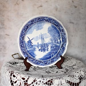 Vintage Delfts plaat kobaltblauwe Boch f la louviere made in Belgium.