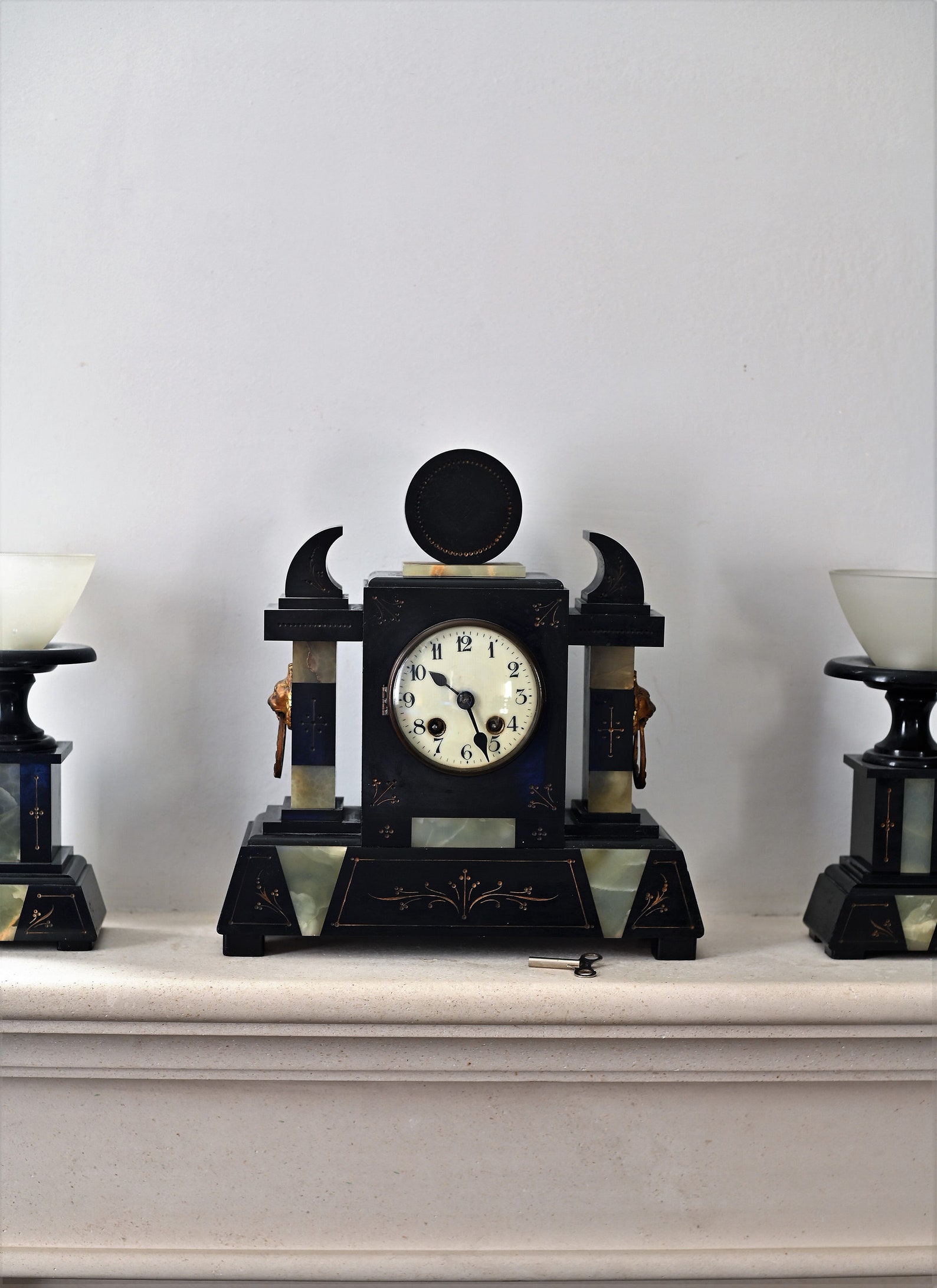 Antique Fireplace Clock Mantel Clock Bronze Marble Etsy Australia