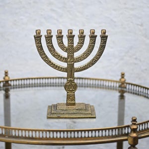 Vintage Star of David Menorah Candle Holder,  1960s Home Decor Table Candle Holder, Joodse kandelaar voor 7 kaarsen. Chanoeka. Jeruzalem.