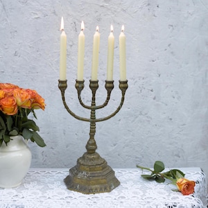 Antique!! very old Menorah Candelabra/candelabra, Chanoeka Jerusalem.  candlestick, with 5 flames.