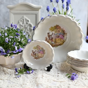 Bavaria Ceramic, set di ciotole in porcellana Schwarzenhammer, 7 pezzi. Motivo romantico.
