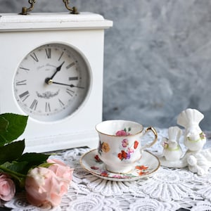 Taza de té y platillo de porcelana Bone China Royal Adderley: ramo floral, hecho en Inglaterra, taza de té vintage.