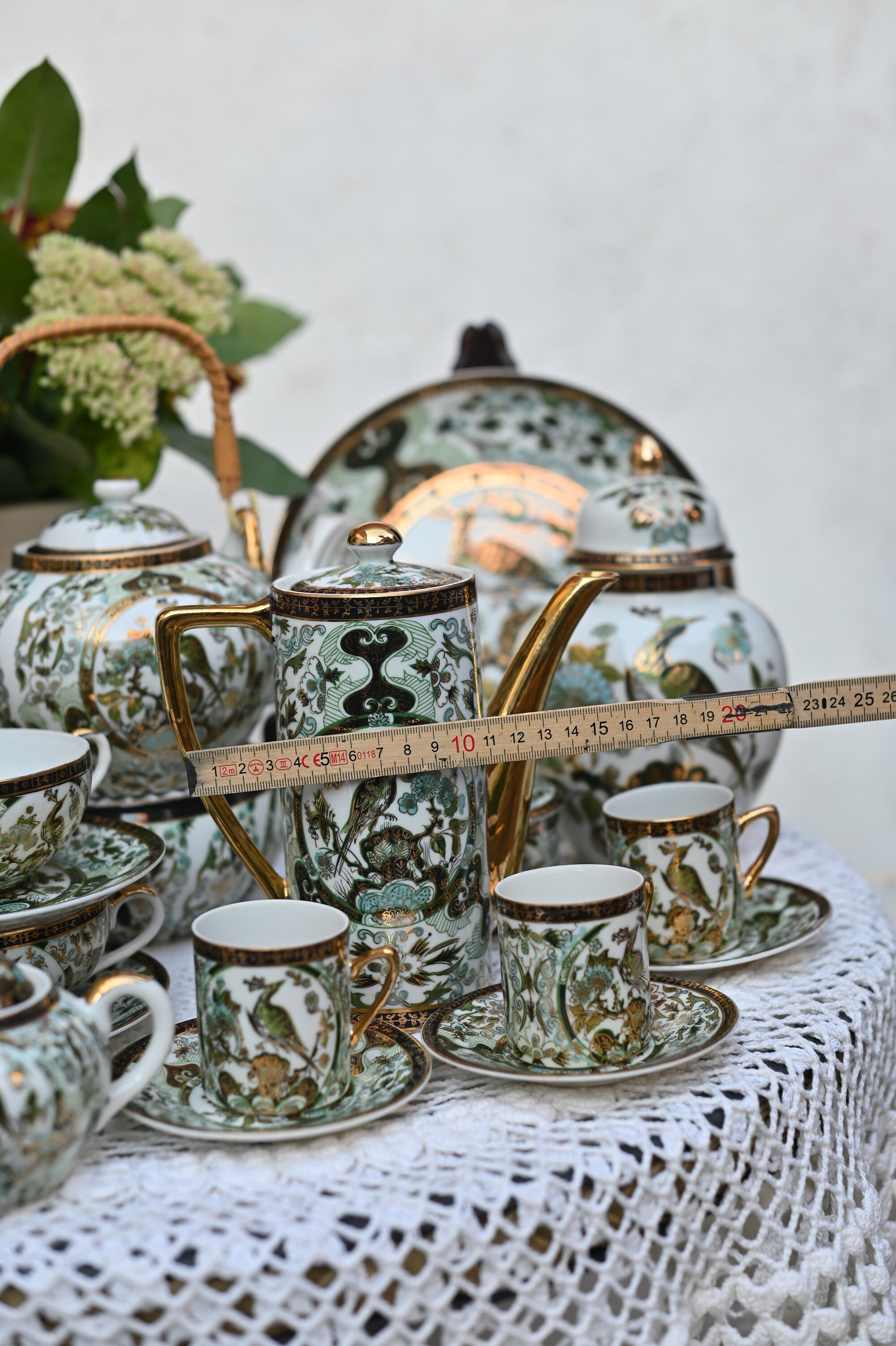 Vintage Saji Fijn Bot Porselein Goud Verguld Porseleinen