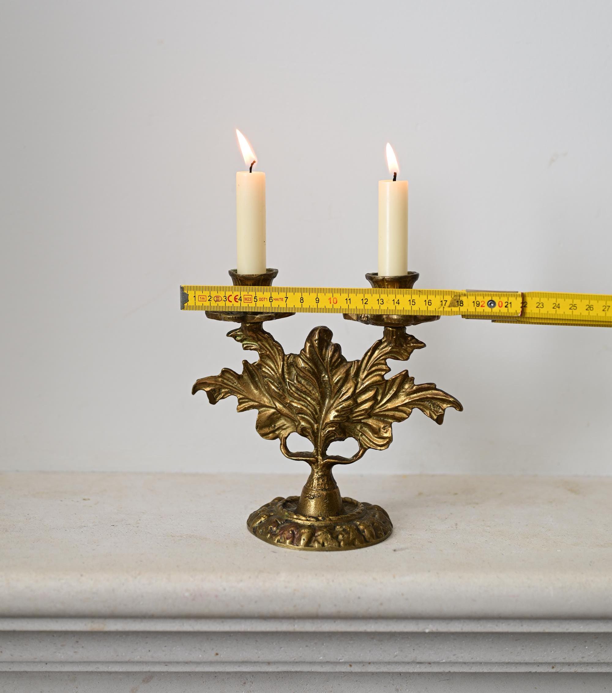 Vintage Heavy Bronze / Brass 2-arms Candlestick, Brass Candle