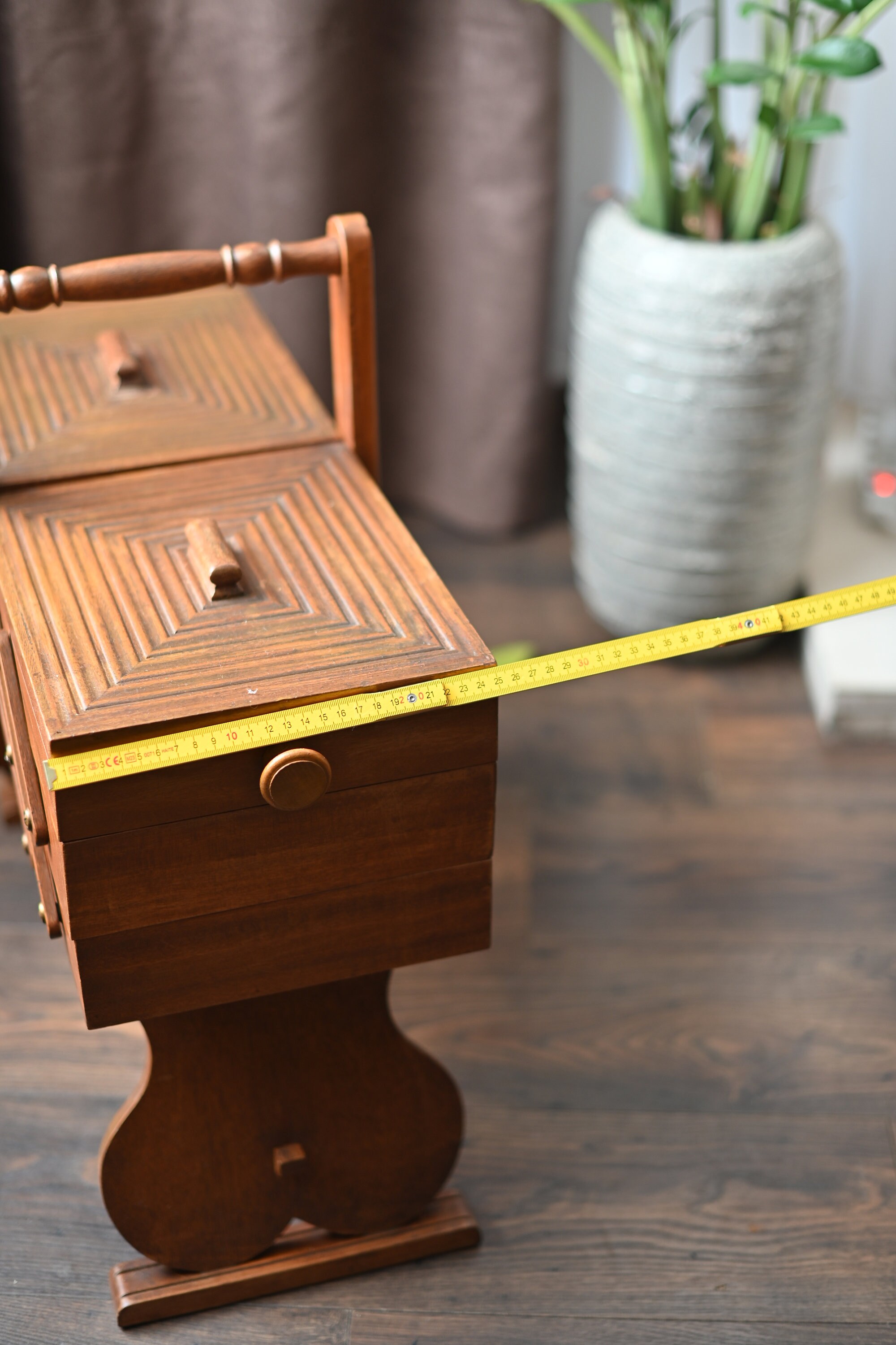 Boîte à Couture En Bois Vintage - 21x13 Cm - Avec Compartiments Et Fermeture - Rangement Aiguilles, Fils Et Petits Objets - 10