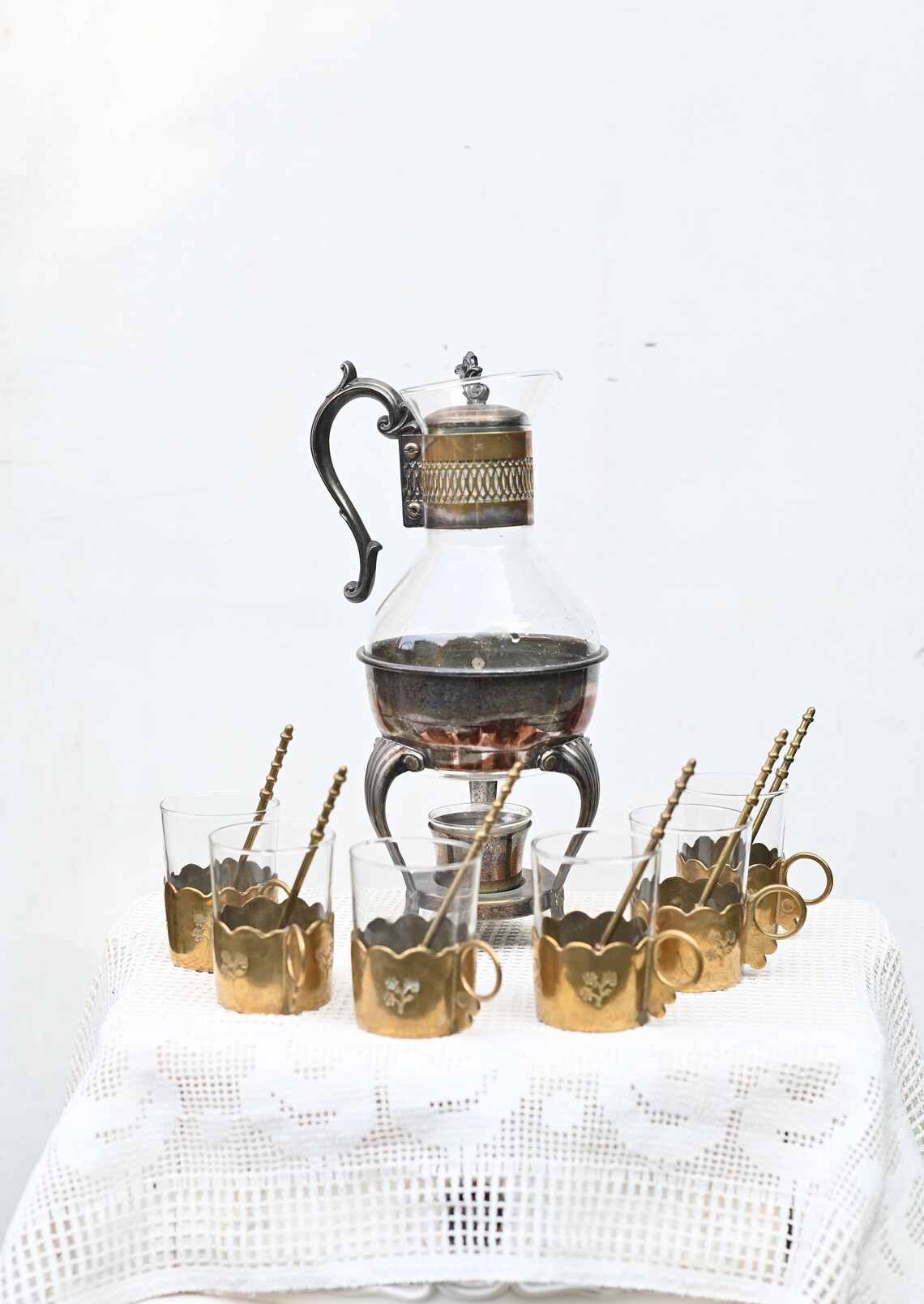 Vintage MCM sterling silver and glass coffee carafe with Etsy