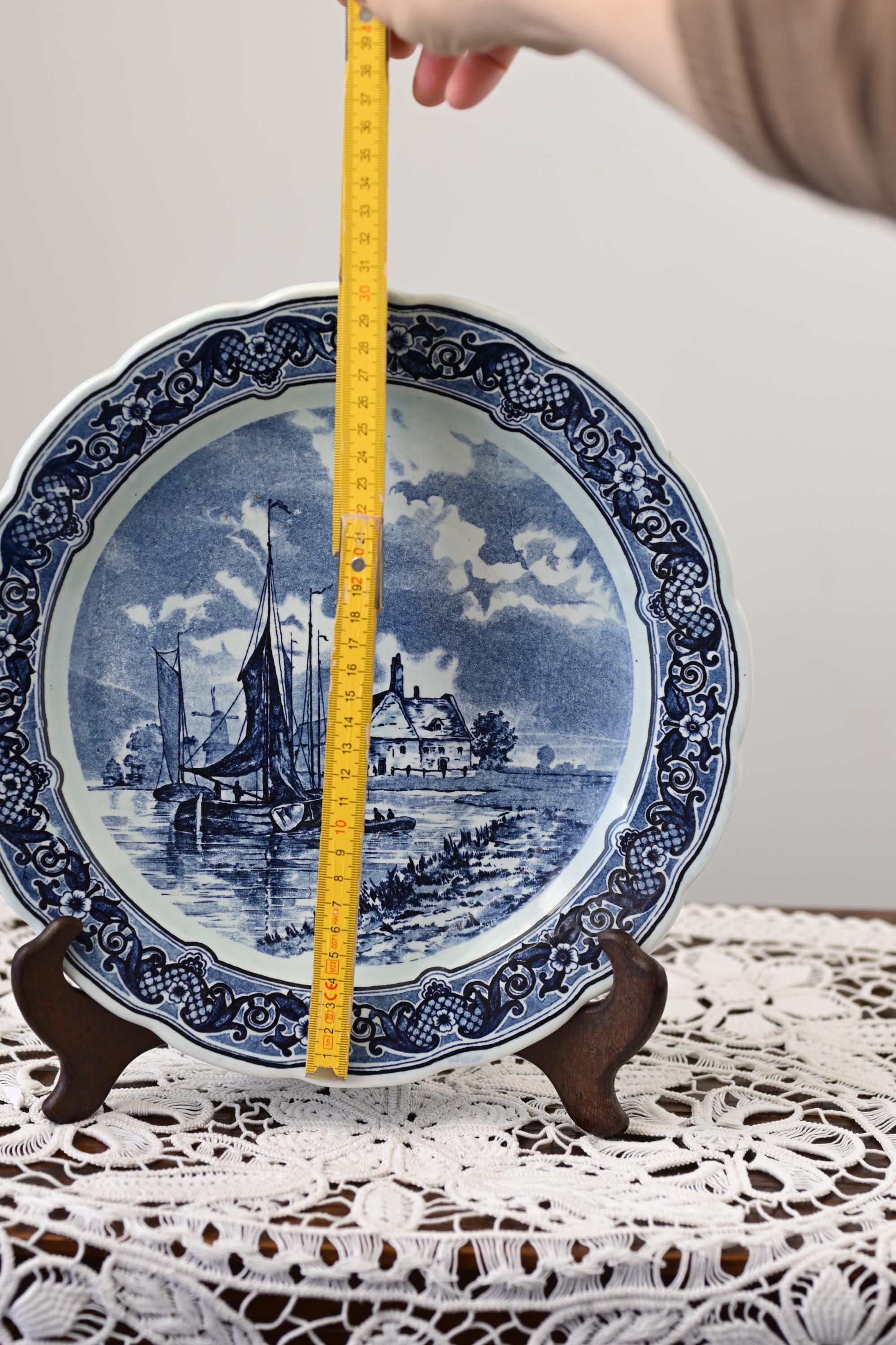 カ*ブ様  Delft ロイヤルデルフトVOC記念プレート壁掛け皿 2 Vintage Delft Blue Wall Plate – Dutch Sailing Scene, 31cm - Etsy