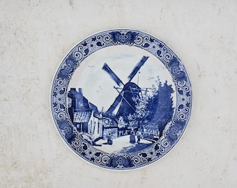 Vintage Delfts Blue Windmill Plate: Chemkefa Holland Home Decor