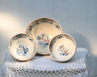 Antique  Timor , Petrus Regout Maastricht Bowls: Oriental Faience Set.