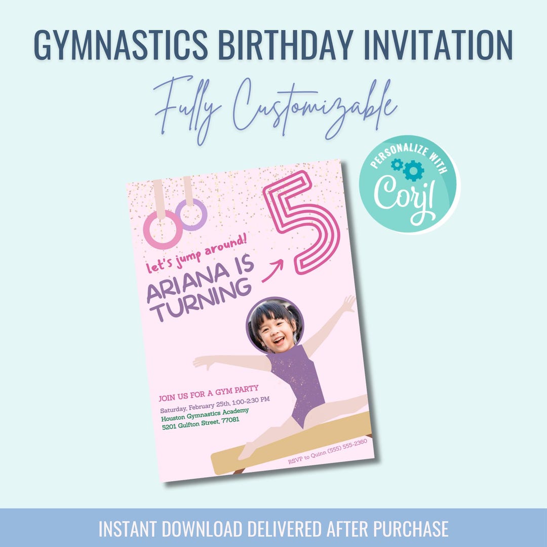 Printable: Gymnastics Birthday Invitation - Etsy